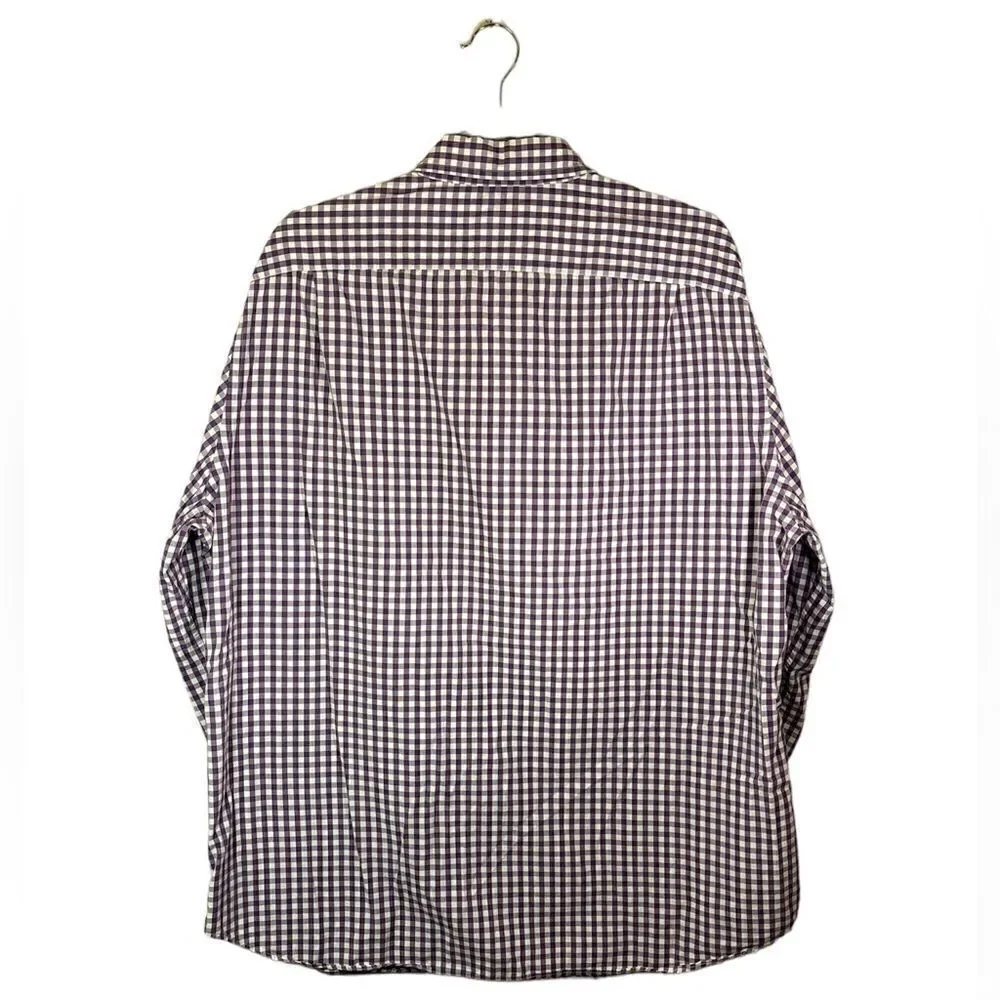 J. CREW 100% Cotton Purple White Dress Shirt Plaid Size XL